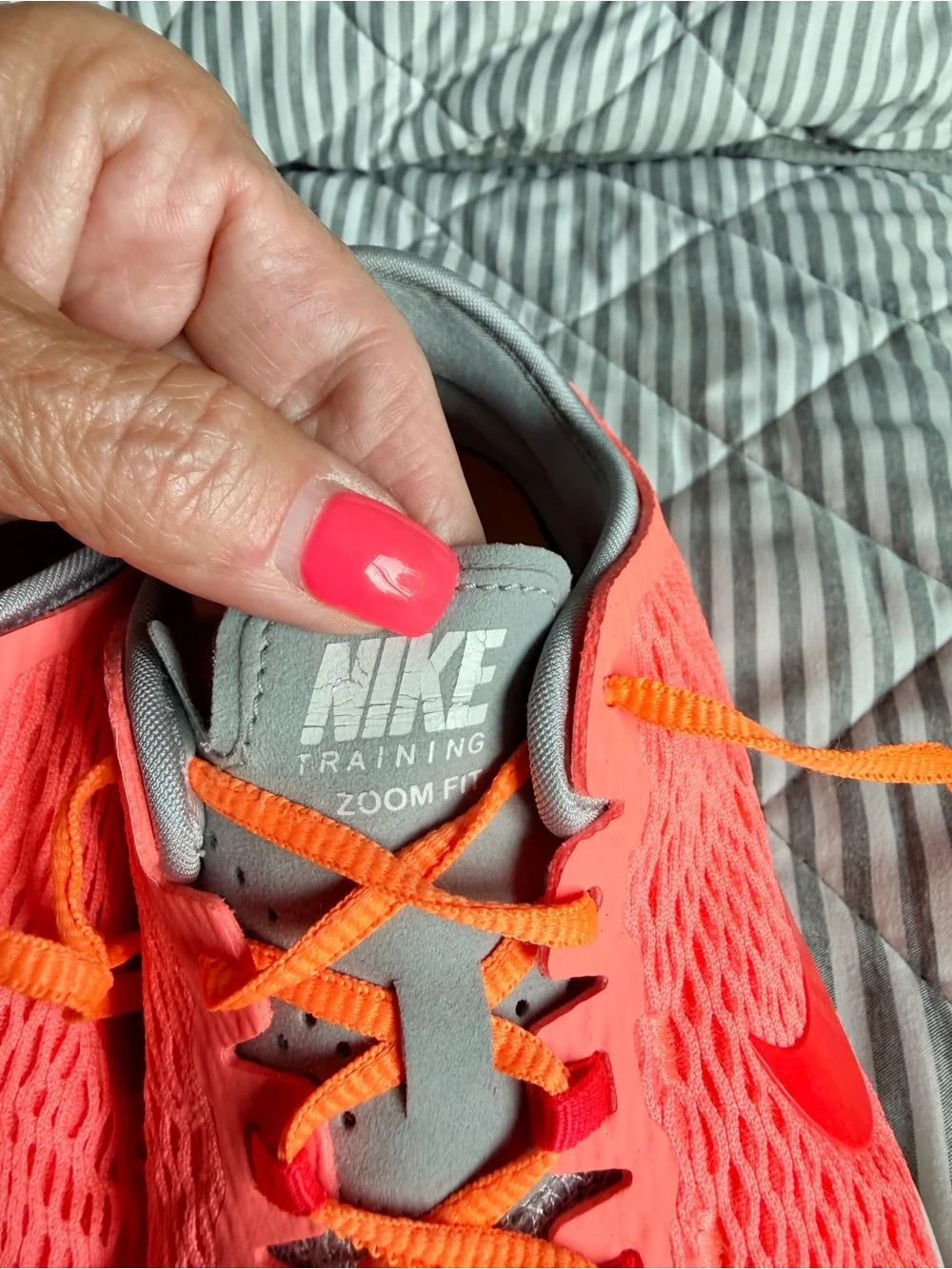 Nike Women's Coral and Orange Mesh Running Shoes